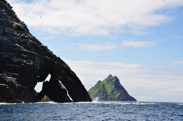 Little Skellig with Skellig M and breaking wave small